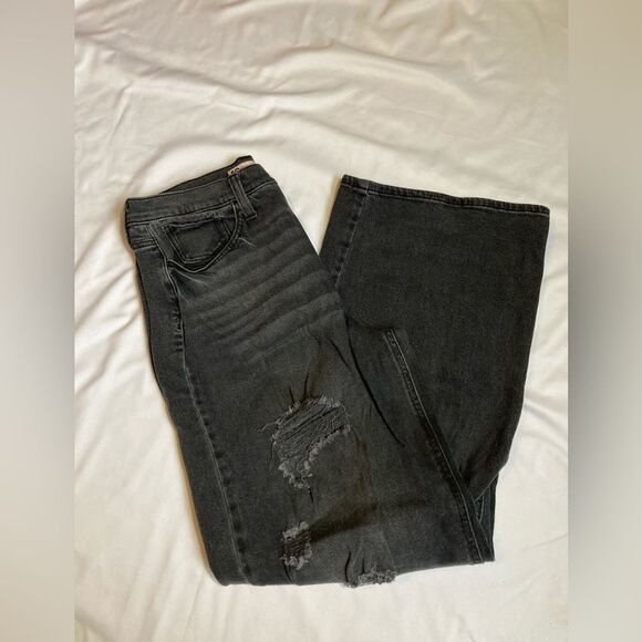 So clothing black distressed super high-rise wide leg 90s jeans - Picture 1 of 6
